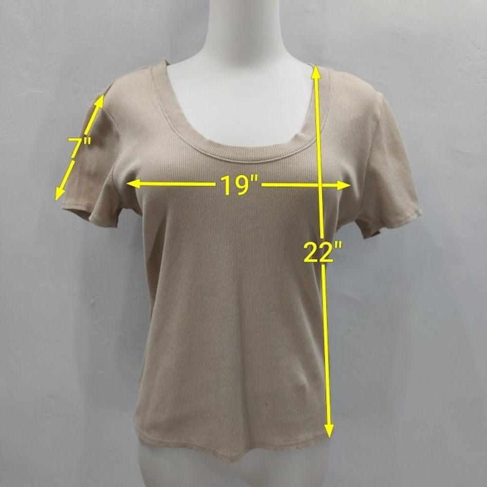 Z Supply Ribbed Tee Women's Large Beige Scoop Neck Soft Girl Contemporary - Picture 8 of 8